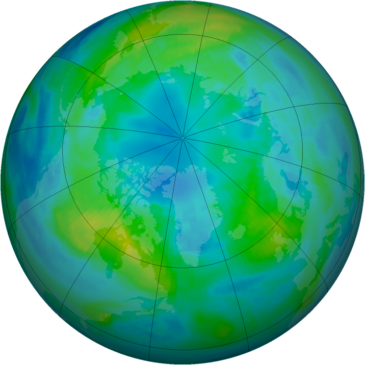 Arctic ozone map for 17 October 1991